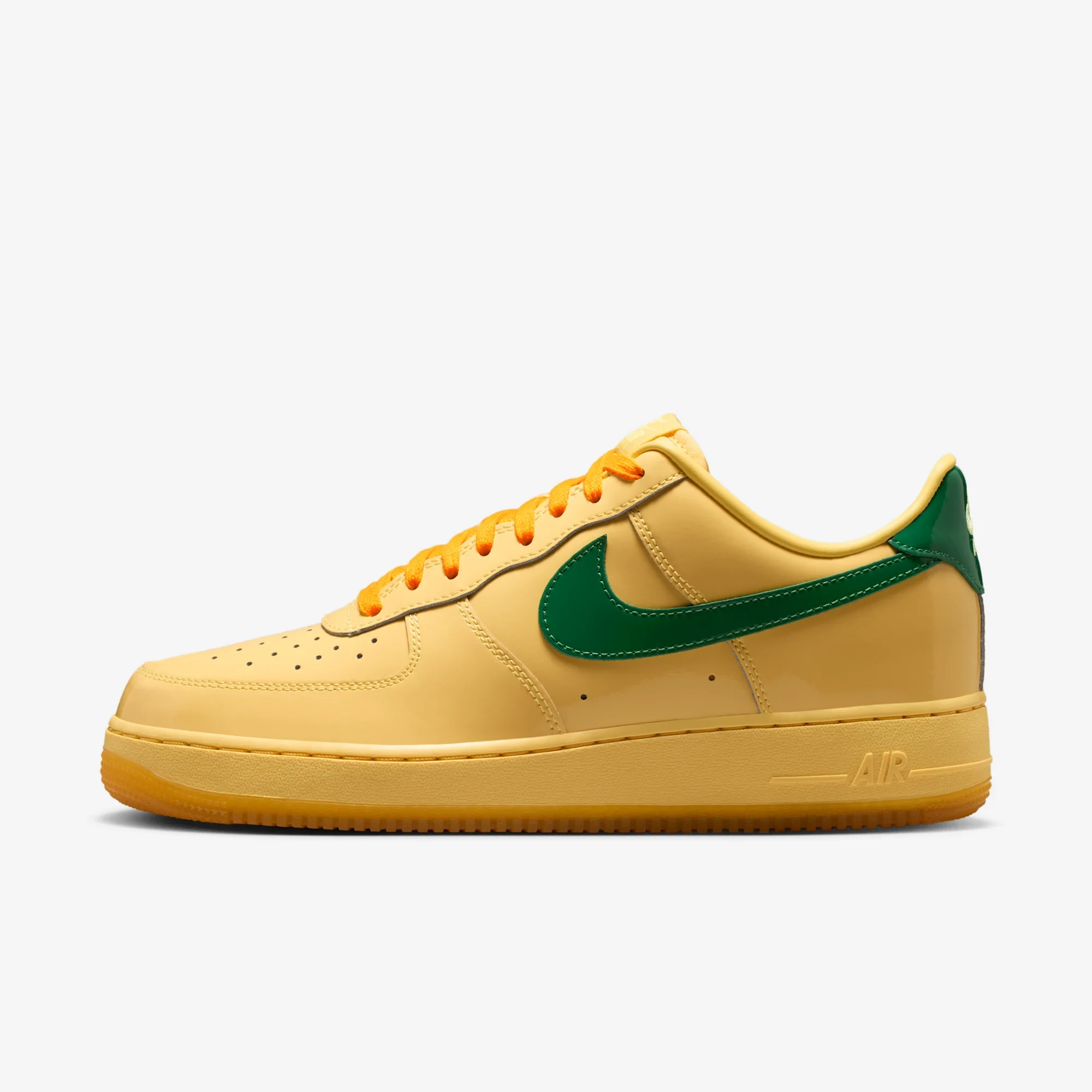 Nike Air Force 1 Low Patent Leather Topaz Gold Pine Green