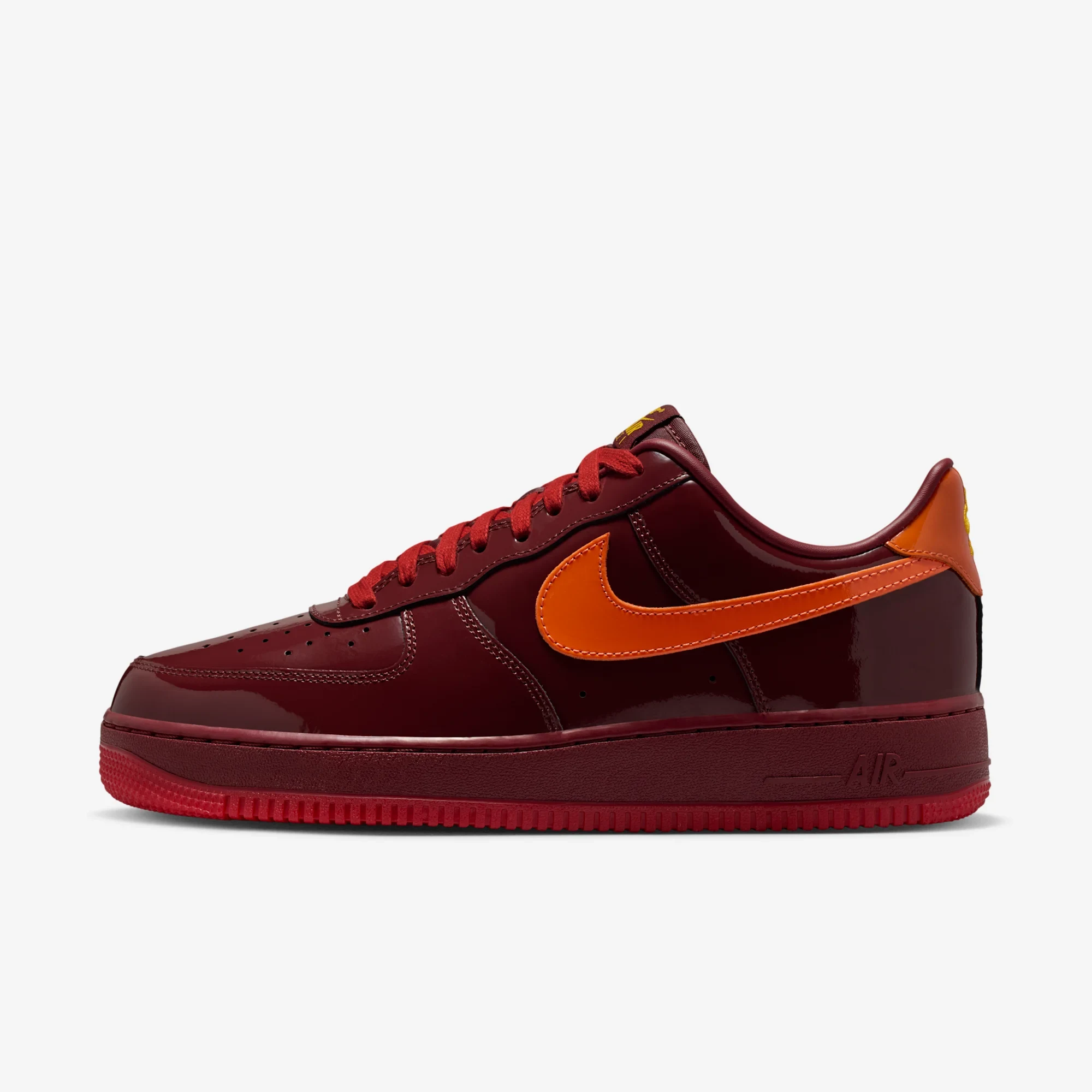 Nike Air Force 1 Low Patent Leather Dark Team Red Safety Orange