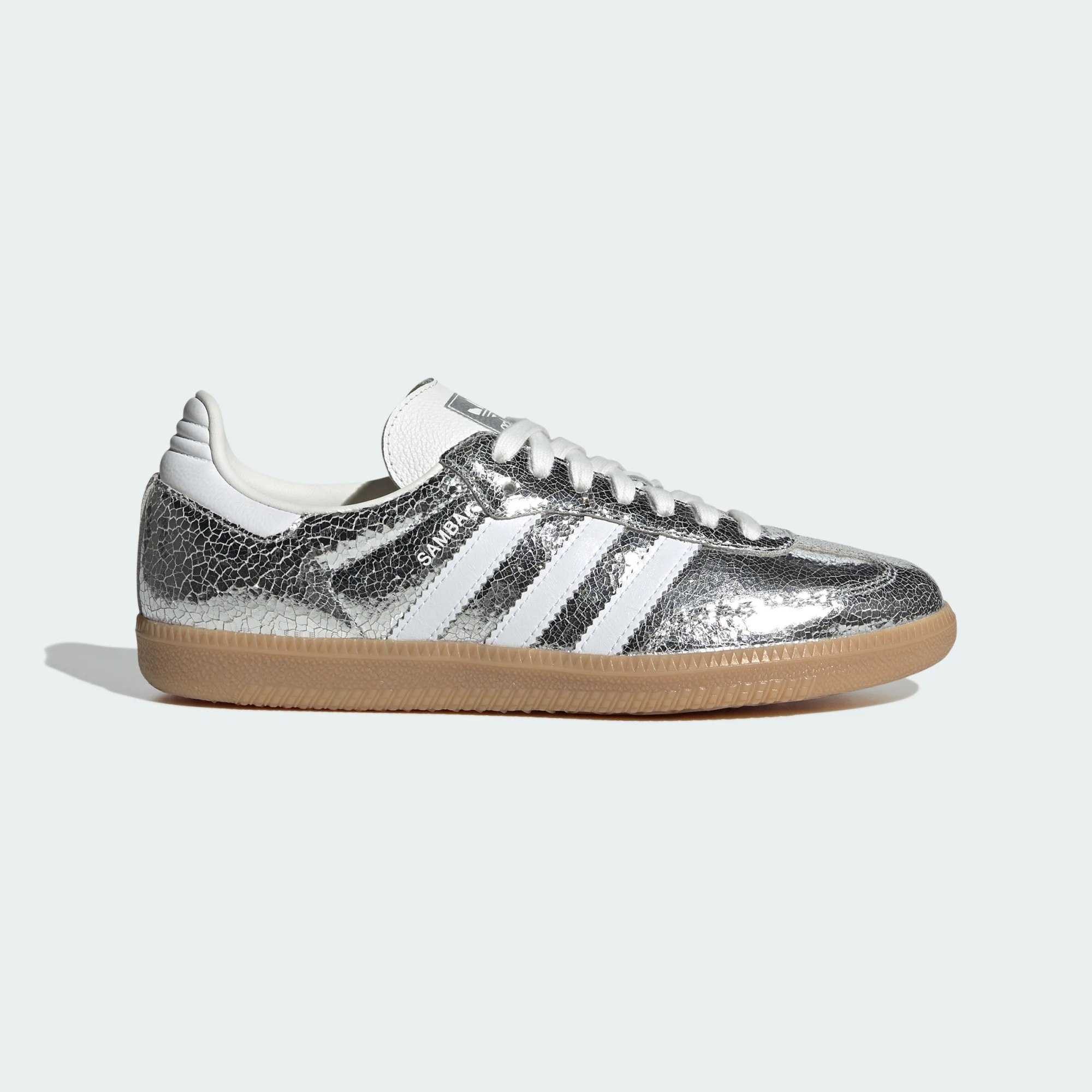 adidas Samba OG Silver Metallic Cracked Leather (Women's)