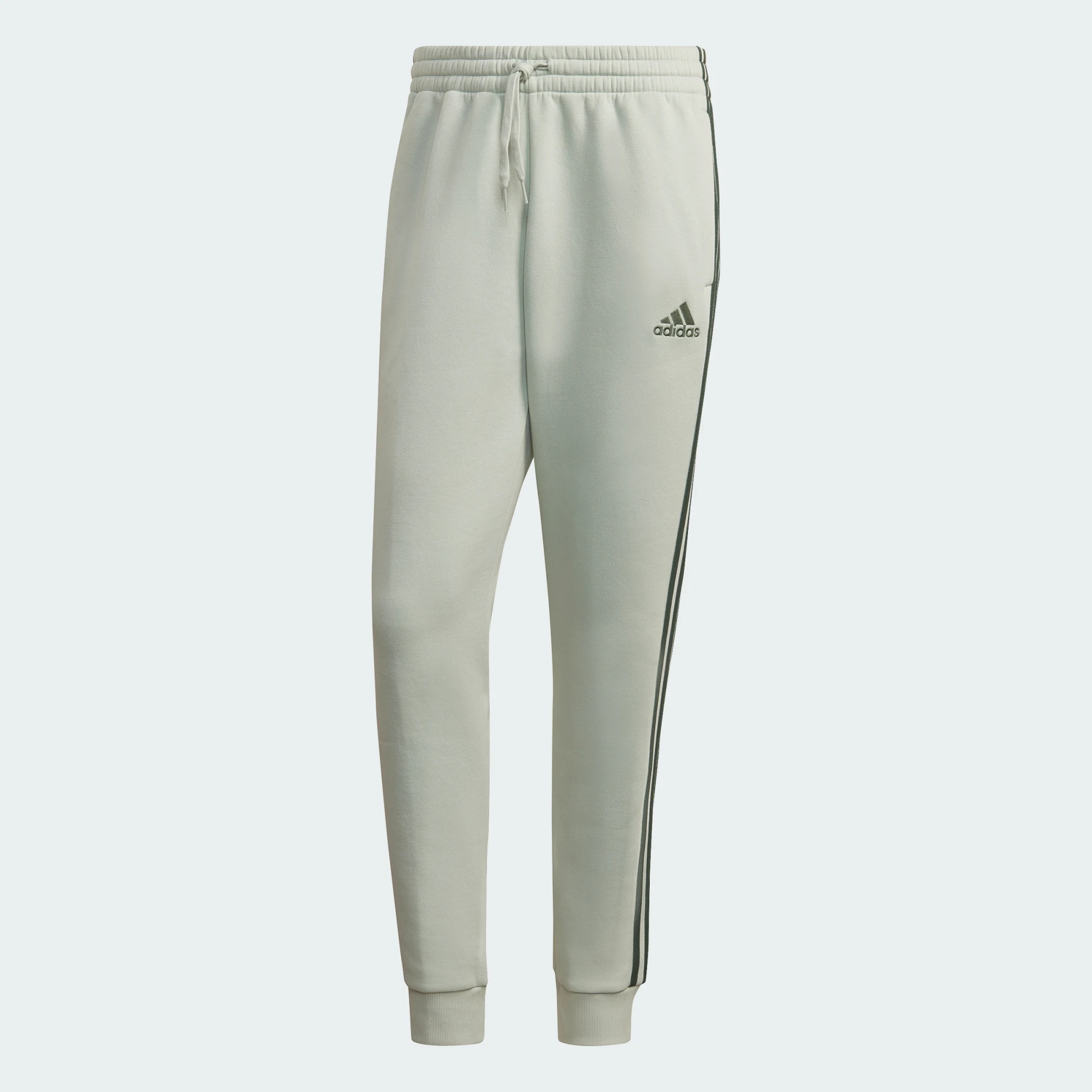 adidas Essentials French Terry Tapered-Cuff 3-Stripes Pants Linen Green/Green Oxide