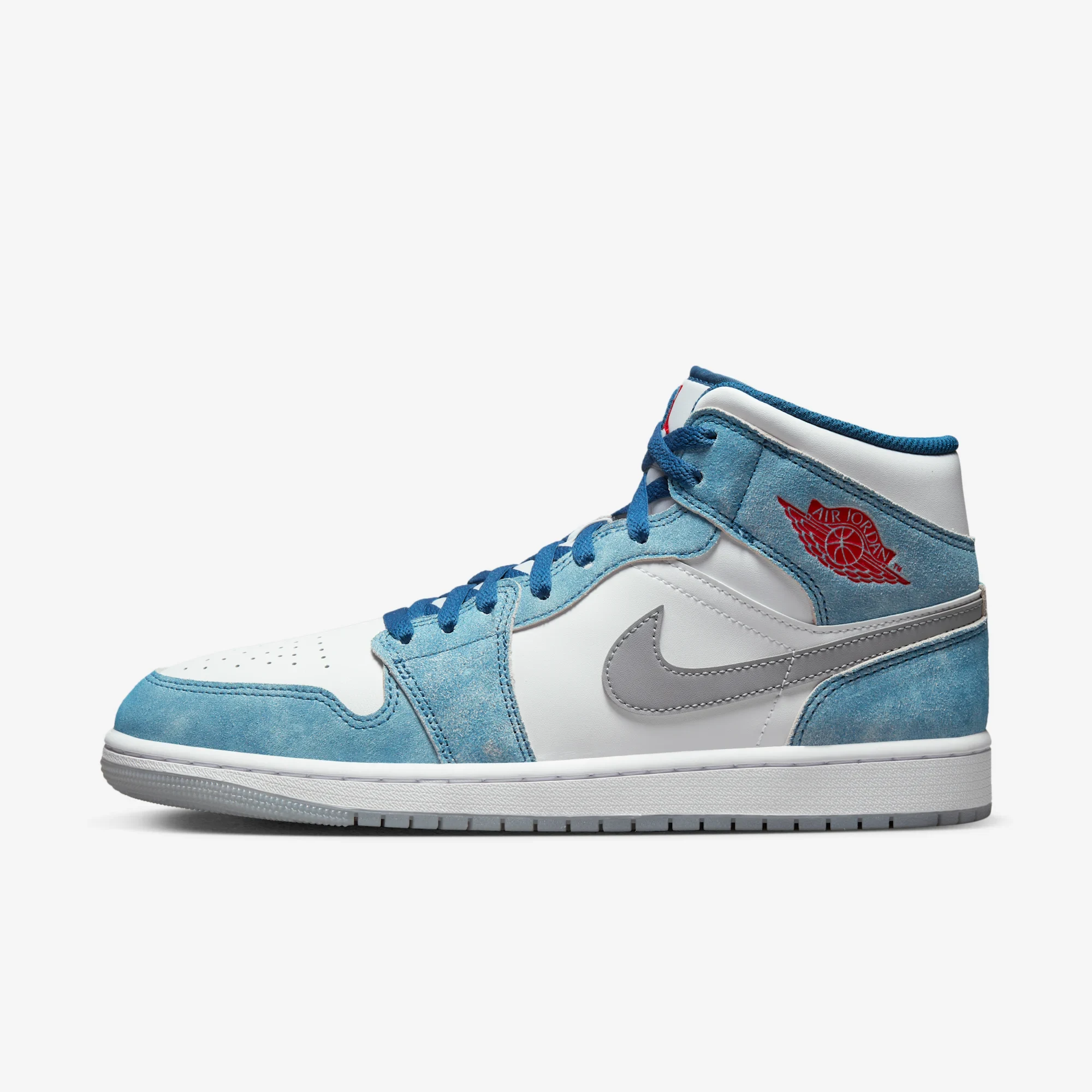 Jordan 1 Mid French Blue Fire Red