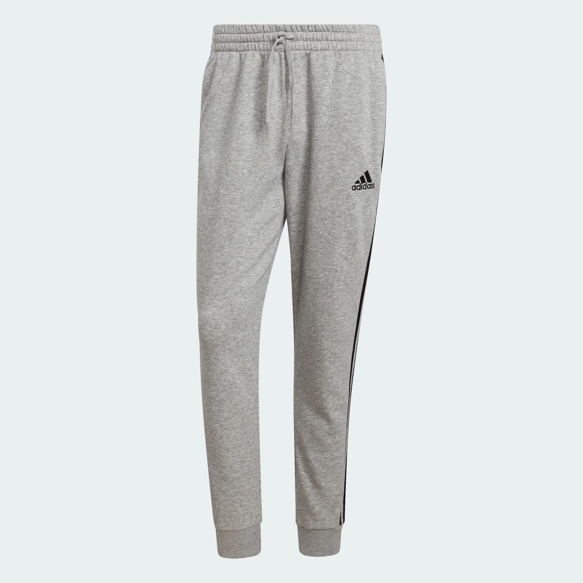 adidas Essentials Fleece Tapered Cuff 3-Stripes Joggers Medium Grey Heather Black