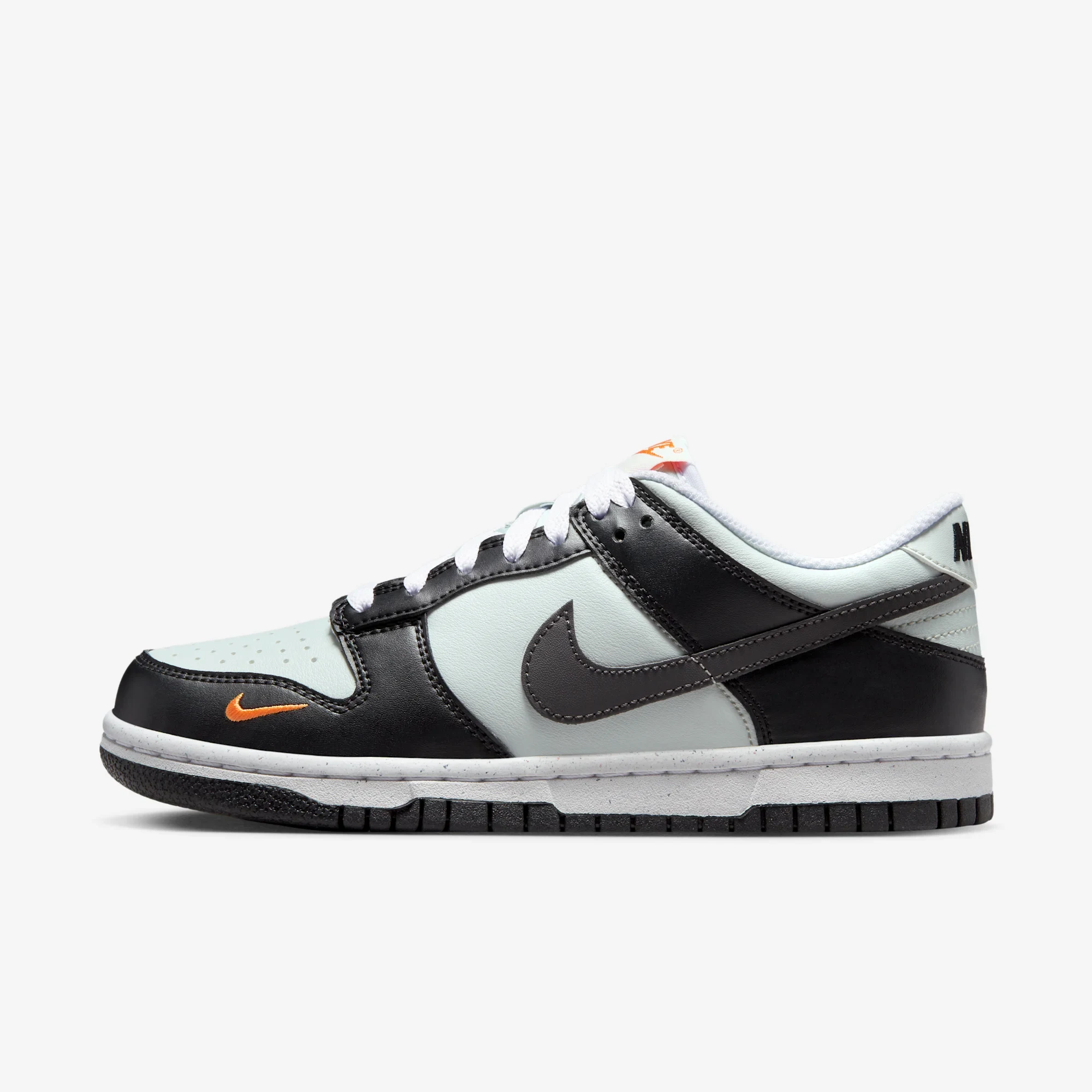 Nike Dunk Low Black Bright Mandarin Mini Swoosh (GS)