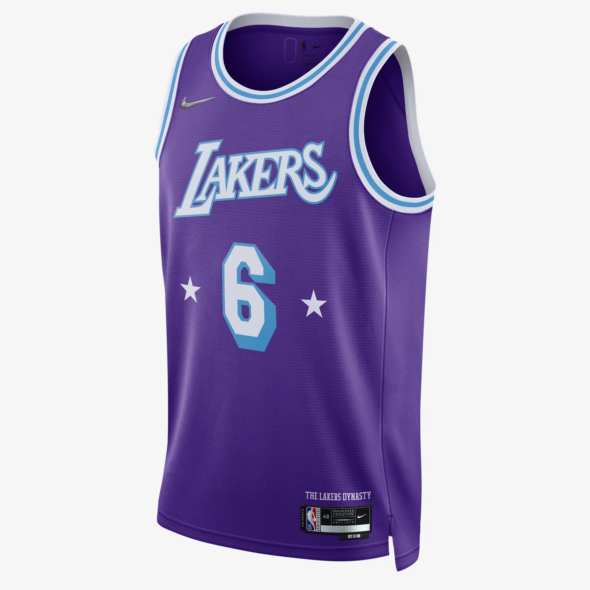 Nike NBA Los Angeles Lakers City Edition Lebron James 6 Dri-FIT Swingman Jersey Field Purple