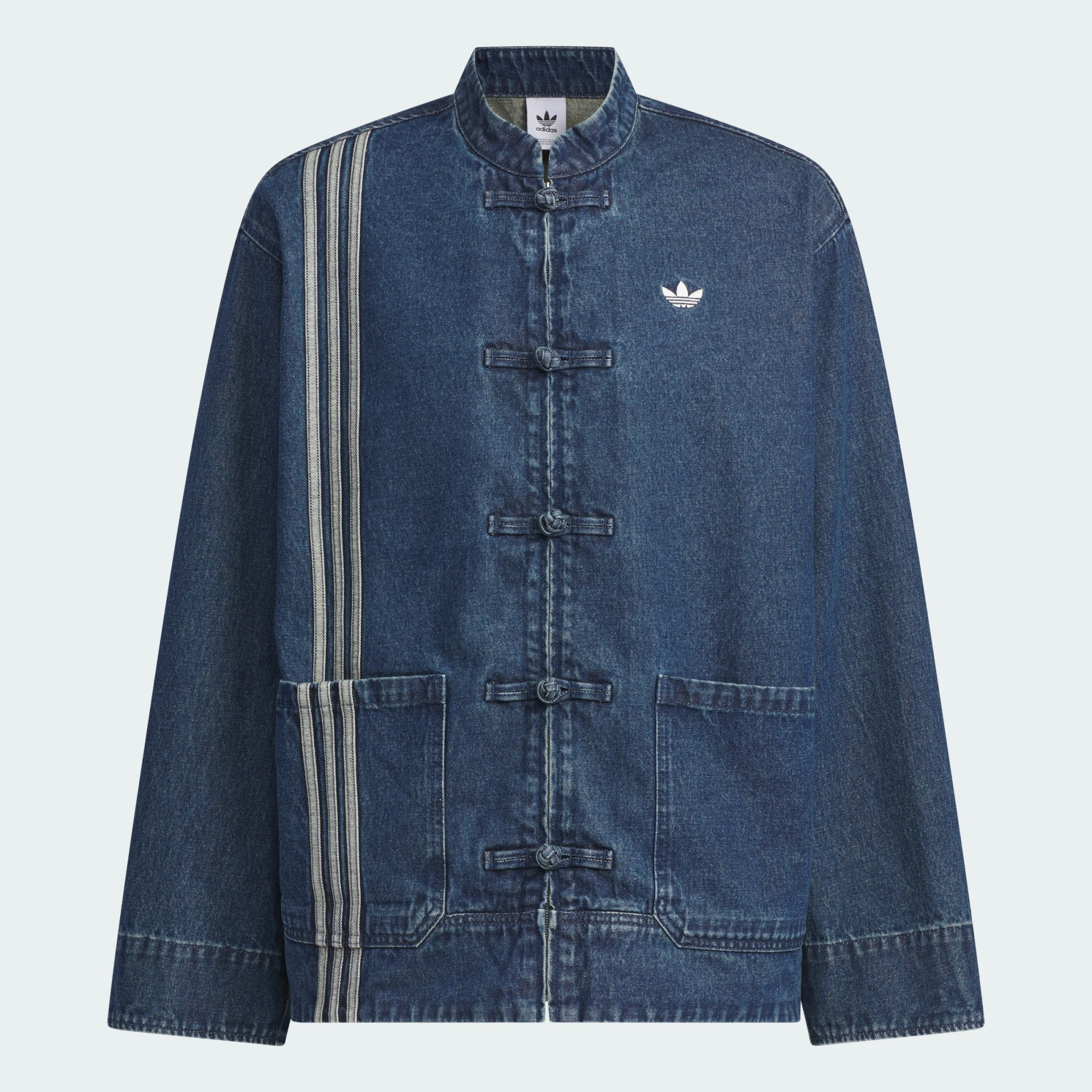 adidas CTT Oversized Chinese Track Top 3.0 Gender Neutral Jacket (Asian Sizing) Medium Blue Denim