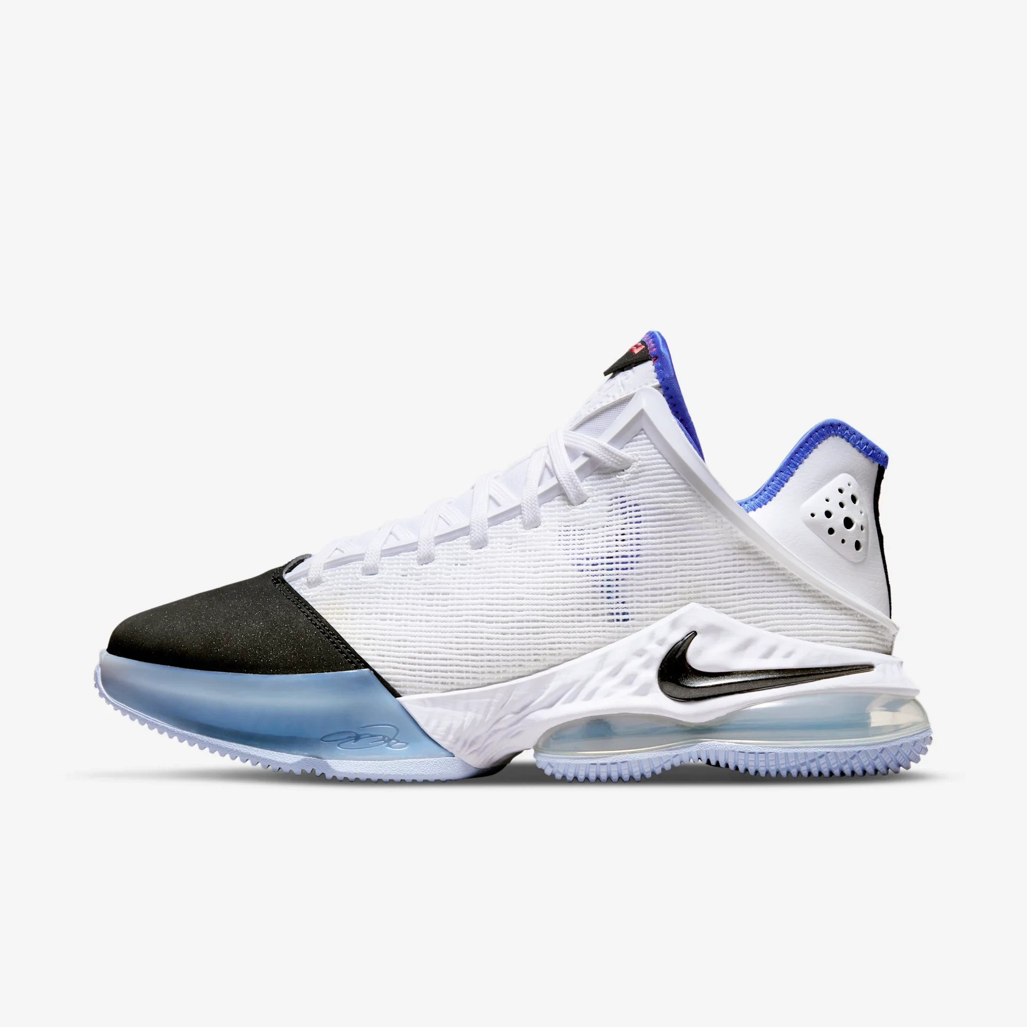 Nike LeBron 19 Low White Medium Blue Siren Red Black
