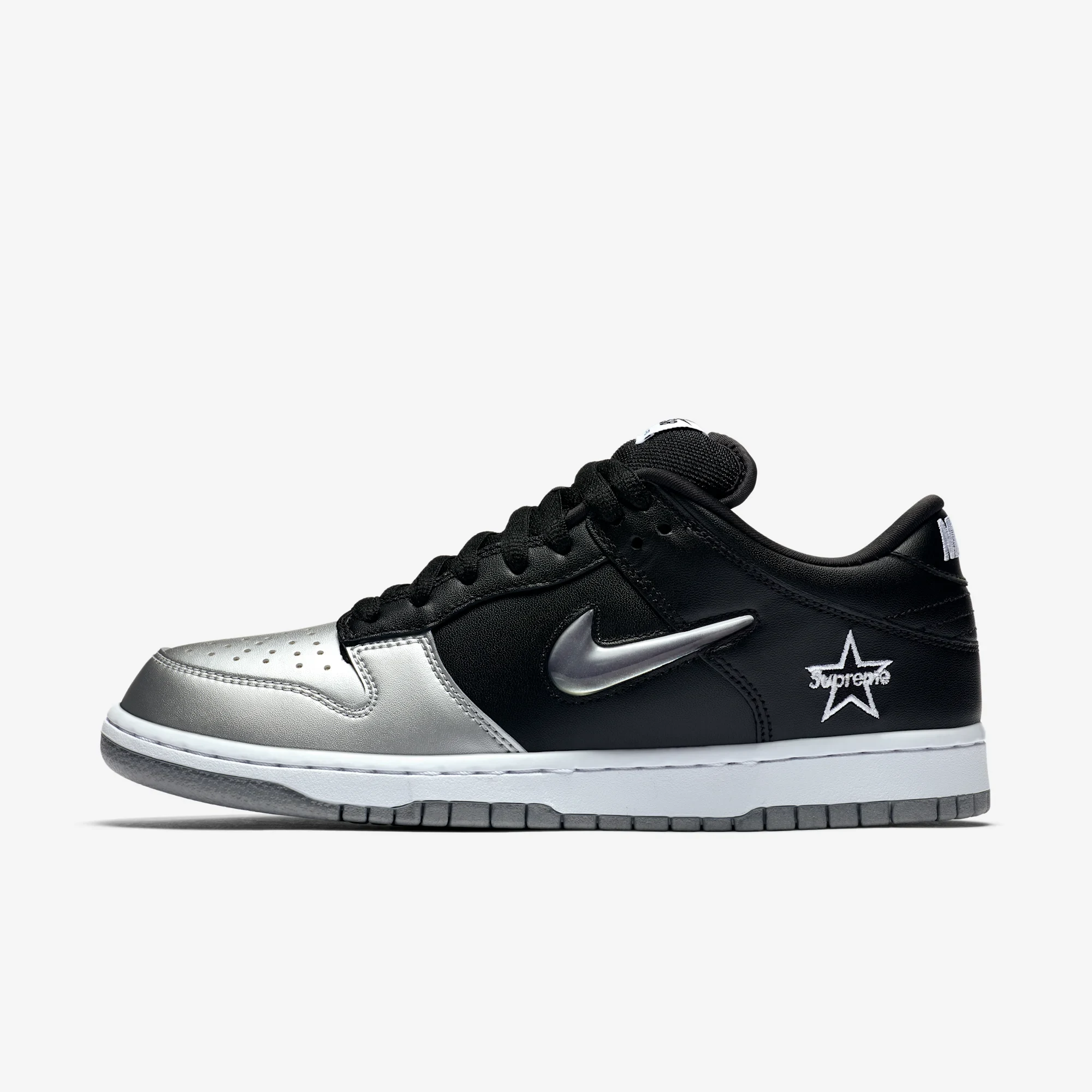 Nike SB Dunk Low Supreme Jewel Swoosh Silver