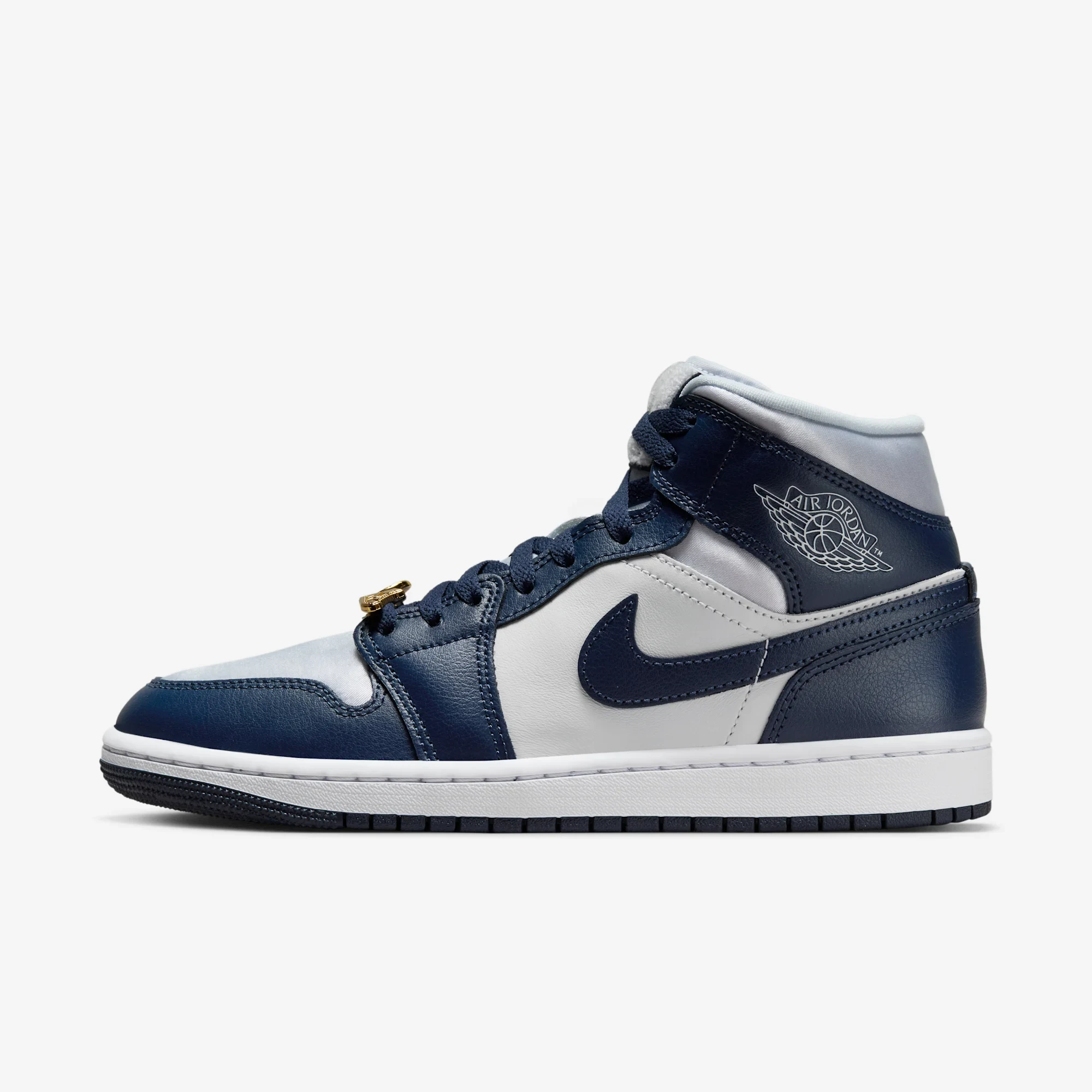 Jordan 1 Mid Football Grey White Midnight Navy (Women's)