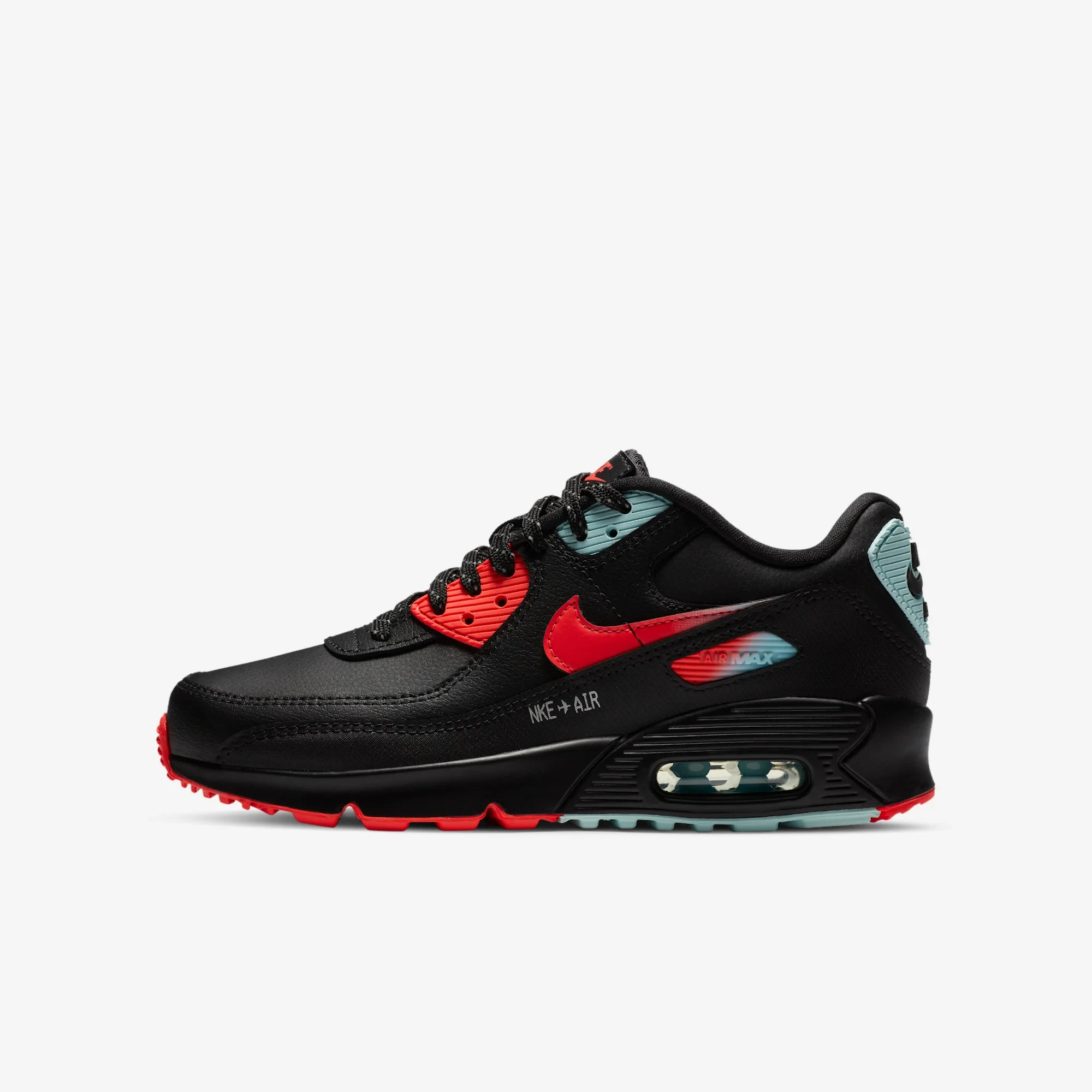 Nike Air Max 90 Black Bright Crimson Glacier Ice (GS)