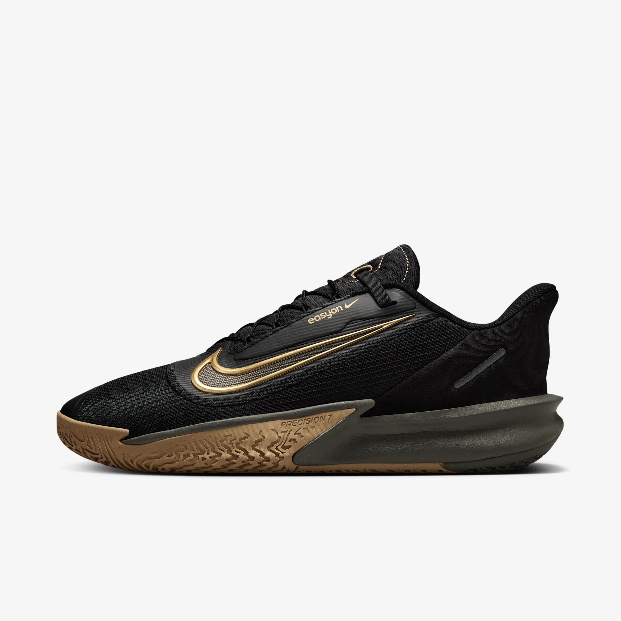 Nike Precision 7 EasyOn Black Parachute Beige Smoke Grey Metallic Gold